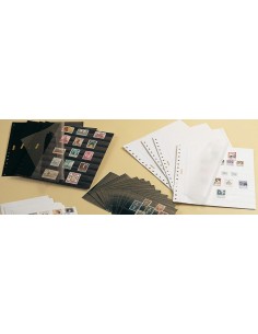 HOJA CLASIFICADORA BLOQUE DE CUATRO EN CARTULINA RIGIDA NEGRA PARA ALBUMES  ( 10 UNIDADES )