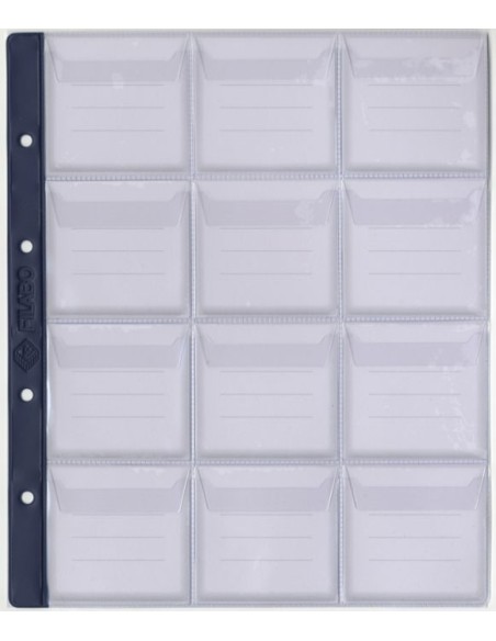 HOJA ALBUM MONEDAS PREMIUM 12 COMPARTIMENTOS FILABO CON HOJA CARTULINA IMPRESA PARA ANOTACIONES