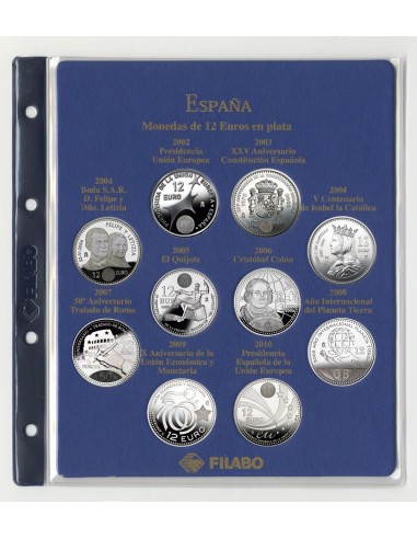 FILABO HOJA MONEDAS 12 EURO ESPAÑA 2002/2010