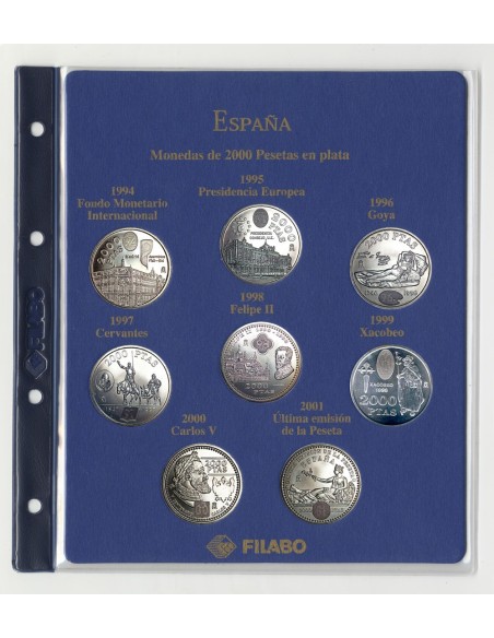 FILABO HOJA MONEDA 2000 PESETAS ESPAÑA 1994/2001