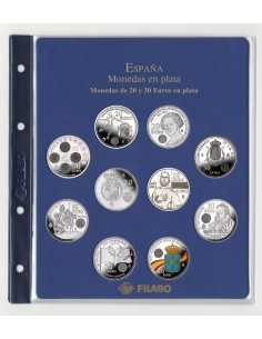 FILABO HOJA MONEDAS 20 y 30 EURO ESPAÑA