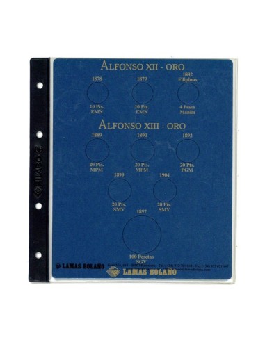 FILABO ALBUM PESETAS 10, 20 Y 100 ORO ALFONSO XII Y ALFONSO XIII