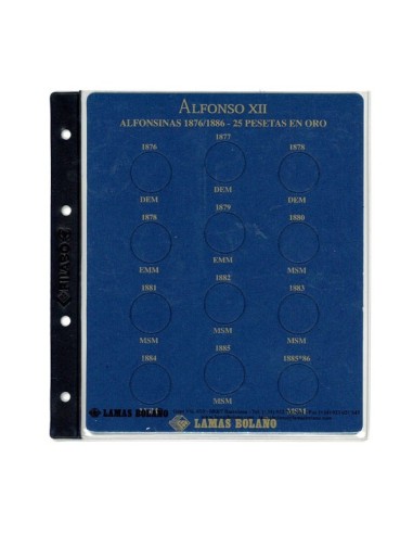 ALBUM FILABO ALFONSINAS ORO 25 PESETAS - ALFONSO XII - COLOR AZUL