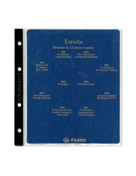 FILABO HOJA MONEDAS 12 EURO ESPAÑA 2002/2010